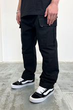 Load image into Gallery viewer, Men's Oversized Black Twill Cargo Pants
