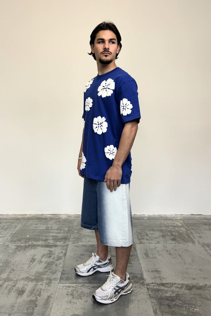 Men's Side Seam Blasted Blue Denim Jorts