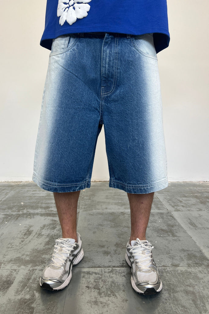 Men's Side Seam Blasted Blue Denim Jorts