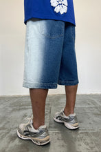 Load image into Gallery viewer, Men's Side Seam Blasted Blue Denim Jorts
