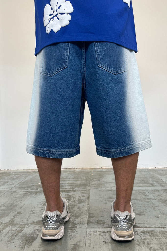 Men's Side Seam Blasted Blue Denim Jorts
