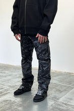 Load image into Gallery viewer, Men's Black Ripstop Camo Cargo Pants
