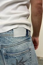 Load image into Gallery viewer, Men's Multi Coloured Printed Light Blue Denim Jorts
