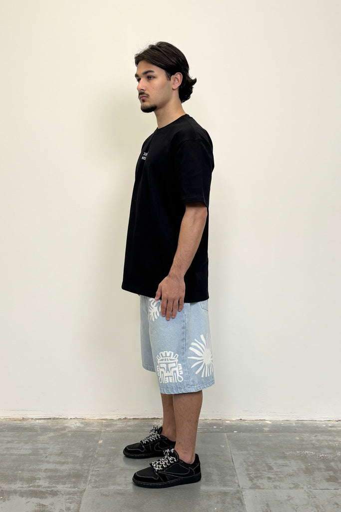Men's Fade Out Logo Light Blue Denim Jorts