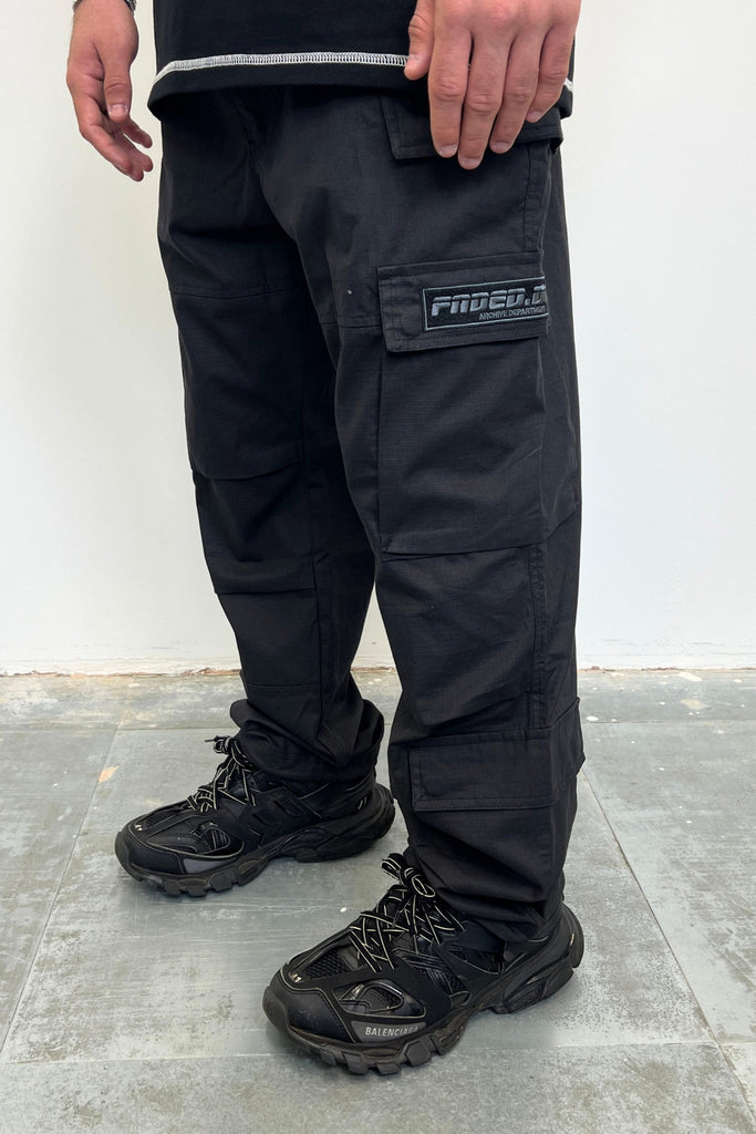 Men's Washed Charcoal Cargo Pants