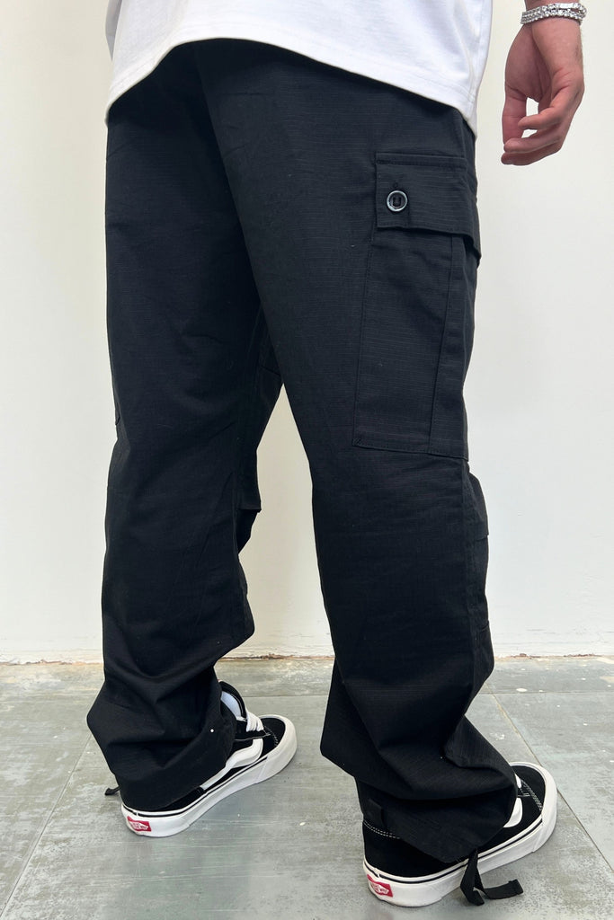 Men's Black Bungee Hem Cargo Pants