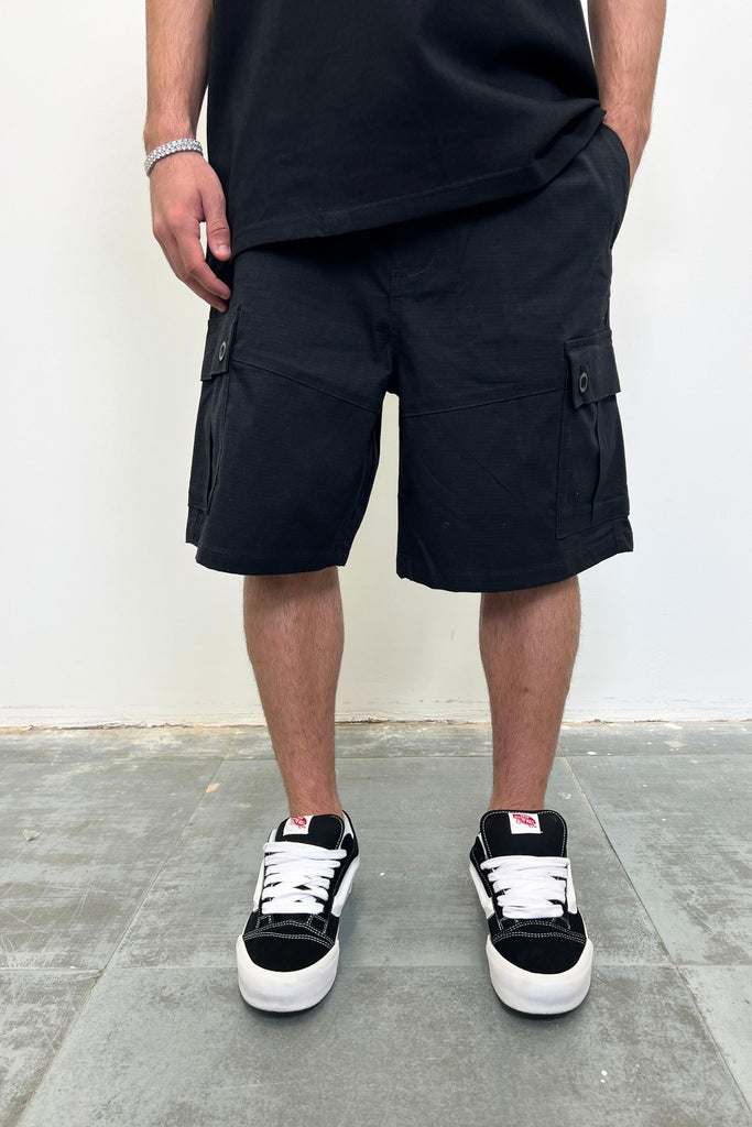 Men's Ripstop Black Cargo Shorts