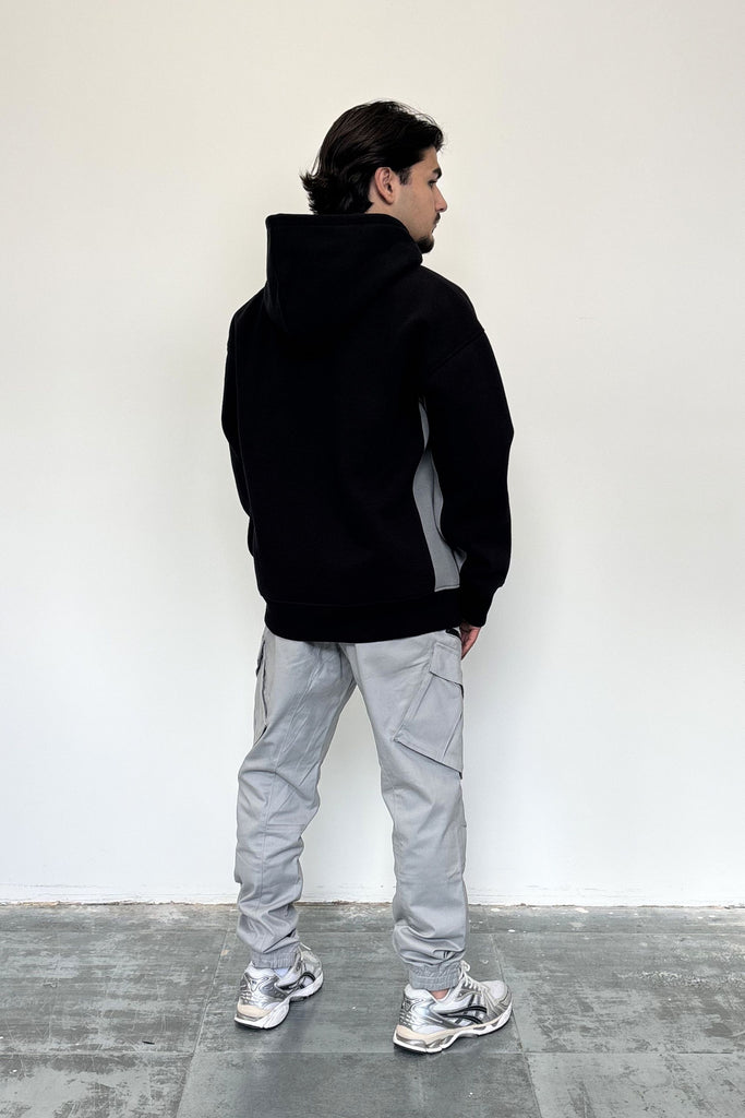 Men's Light Grey Cuffed Hem Cargo Pants