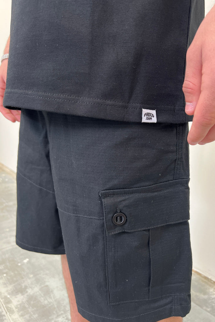 Men's Ripstop Black Cargo Shorts