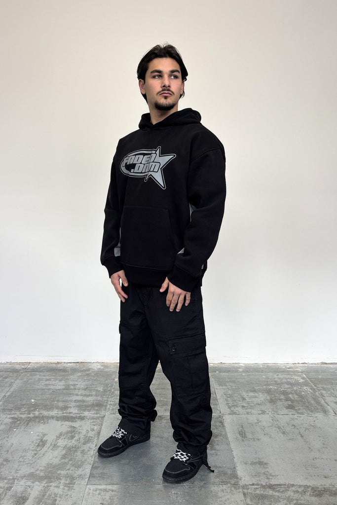 Men's Black Retro Star Hoodie