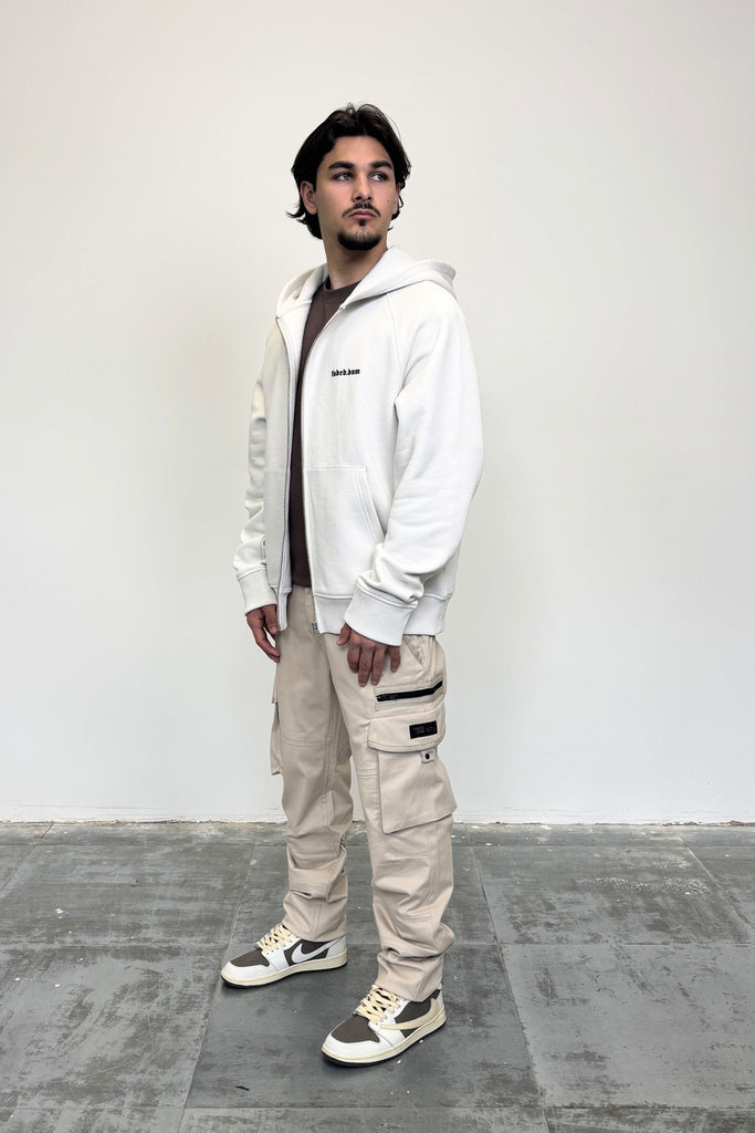 Men's Off White Cross Zip Hoodie