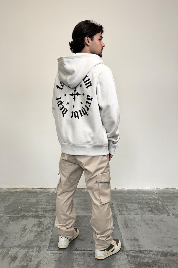 Men's Off White Cross Zip Hoodie