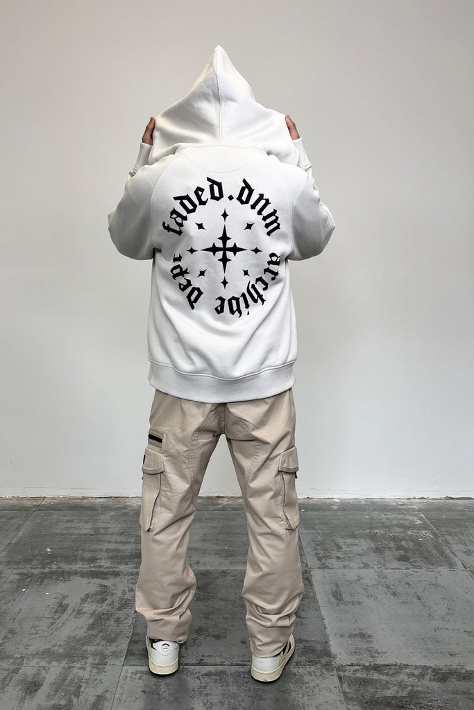 Men's Off White Cross Zip Hoodie