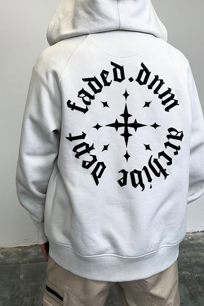 Men's Off White Cross Zip Hoodie