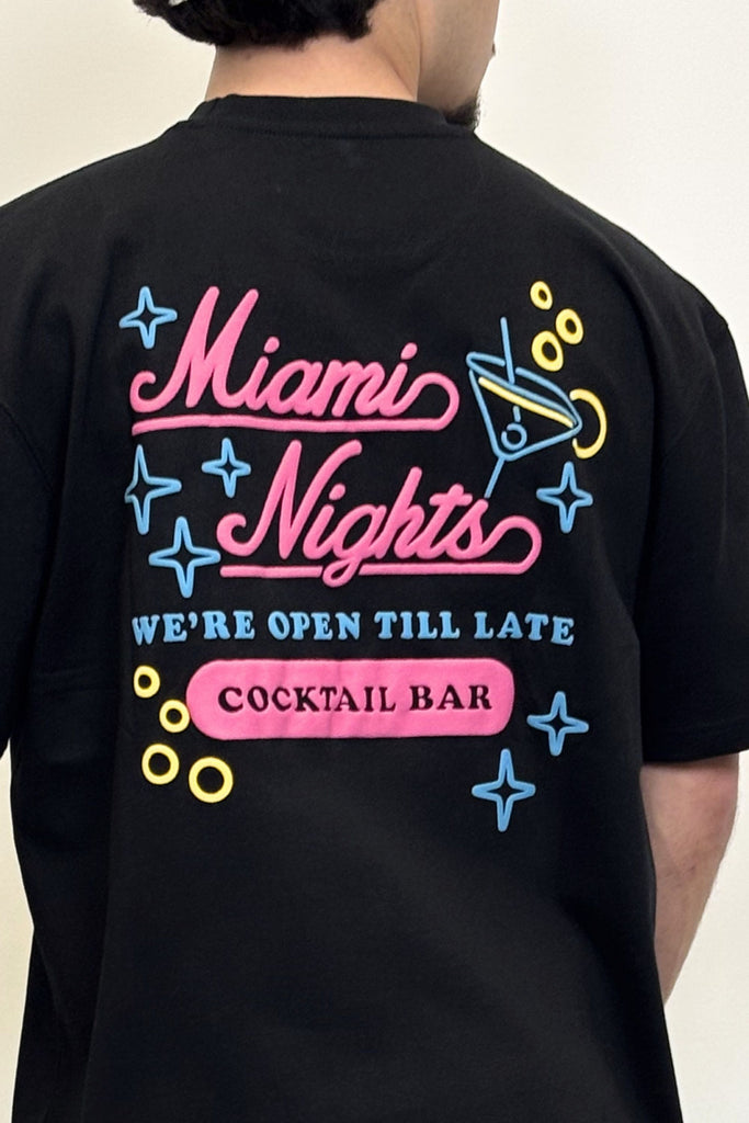 Men's Miami Nights Black Graphic T-Shirt