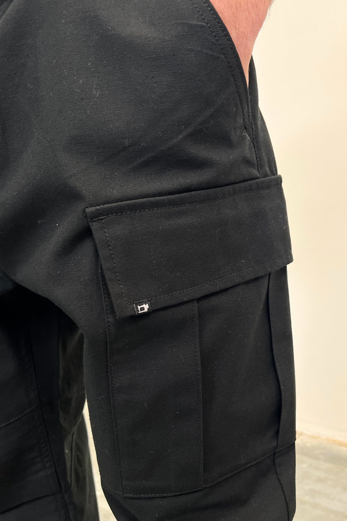 Men's Oversized Black Twill Cargo Pants