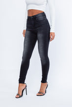 Load image into Gallery viewer, Women&#39;s Washed Black High Waisted Skinny Jean
